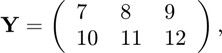 $$ \mathbf{Y} =\left(\begin{array}{lll}
  7 & 8 & 9 \\ 10 & 11 & 12
  \end{array}\right),$$