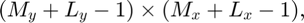 $$ (M_y+L_y-1)\times (M_x+L_x-1), $$